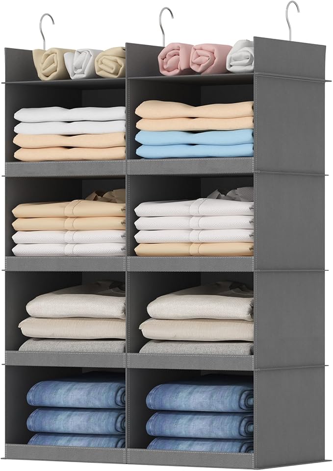 Lifewit Dual-Row Shelf Hanging Closet Organizer and Storage, Clothes Shelves