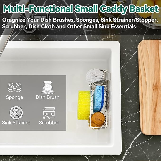 3-IN-1 Multiuse Sponge Holder for Kitchen Sink, Sponge Caddy for Scrub