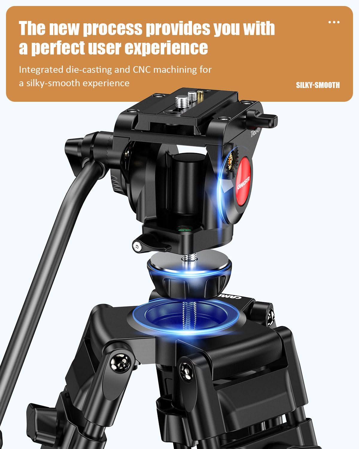 CAMBOFOTO 74" Video-Tripod-with-Fluild-Head, Professional Aluminum Heavy Duty Film Tripod Stand for Canon Nikon DSLR/SLR Camera Camcorder Telescope Bnoculars (Weight 9.1 lbs, Max Load 20 lbs)