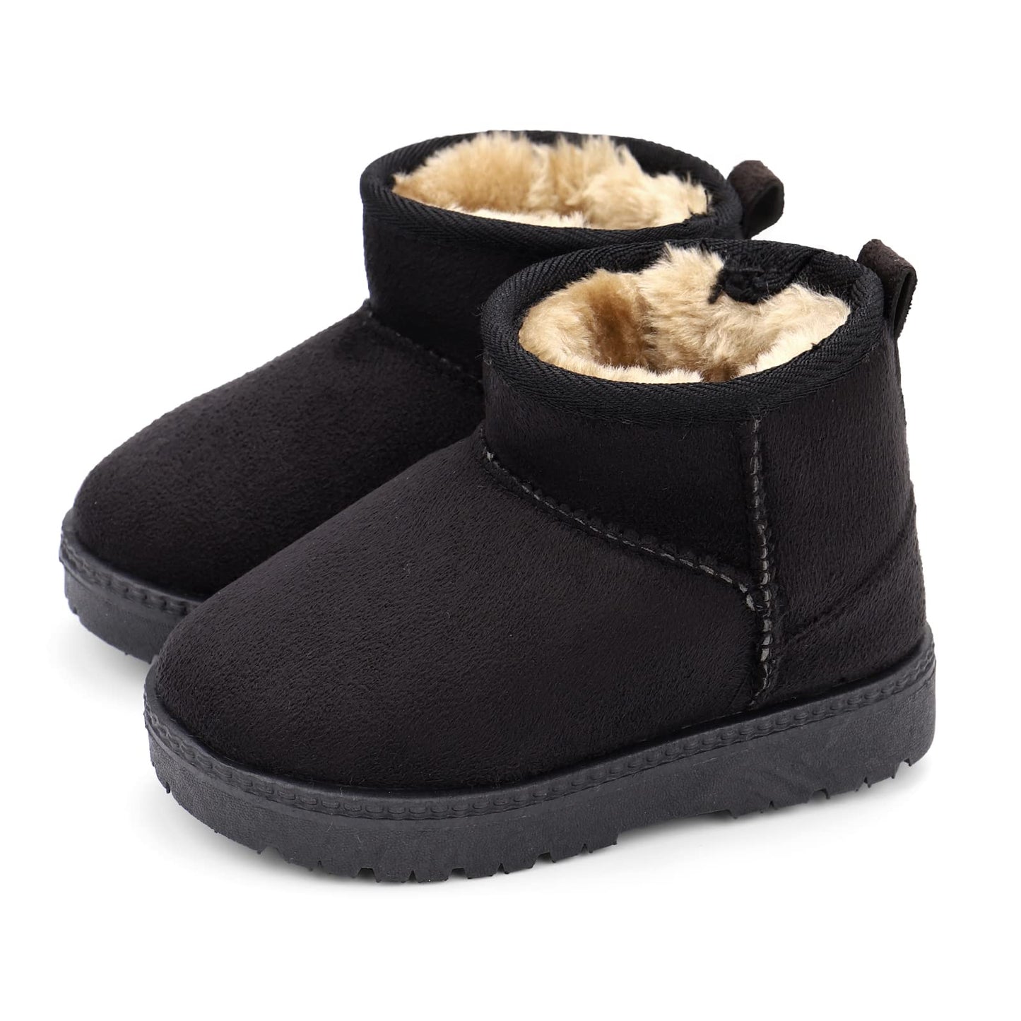 MK MATT KEELY Baby Winter Booties for Toddlers Kids Boy Girl Warm Snow Boots Plush Shoes with Soft Rubber Sole Black