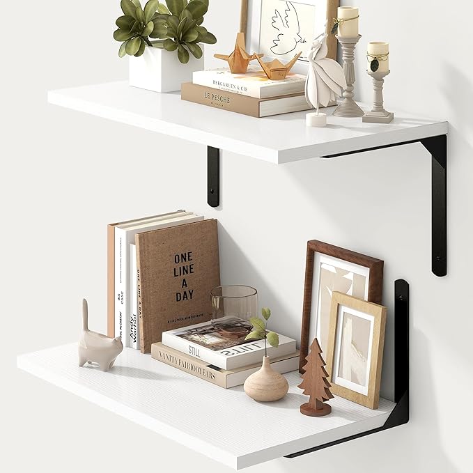 Fun Memories Floating Shelves for Wall, 12 Inch Deep Floating Shelves Set of 2