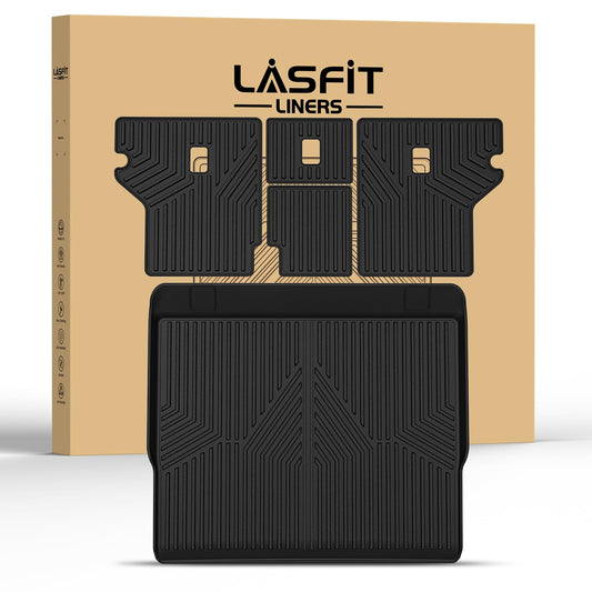 LASFIT Cargo Mat for Toyota 4Runner 2010-2024 (Only Fit 5-Seats) Back Seat Protector for 5th gen 4Runner Seater Accessories (Fit W/O Sliding Cargo Tray, Rear Backrest Mats+Rear Trunk Mat)