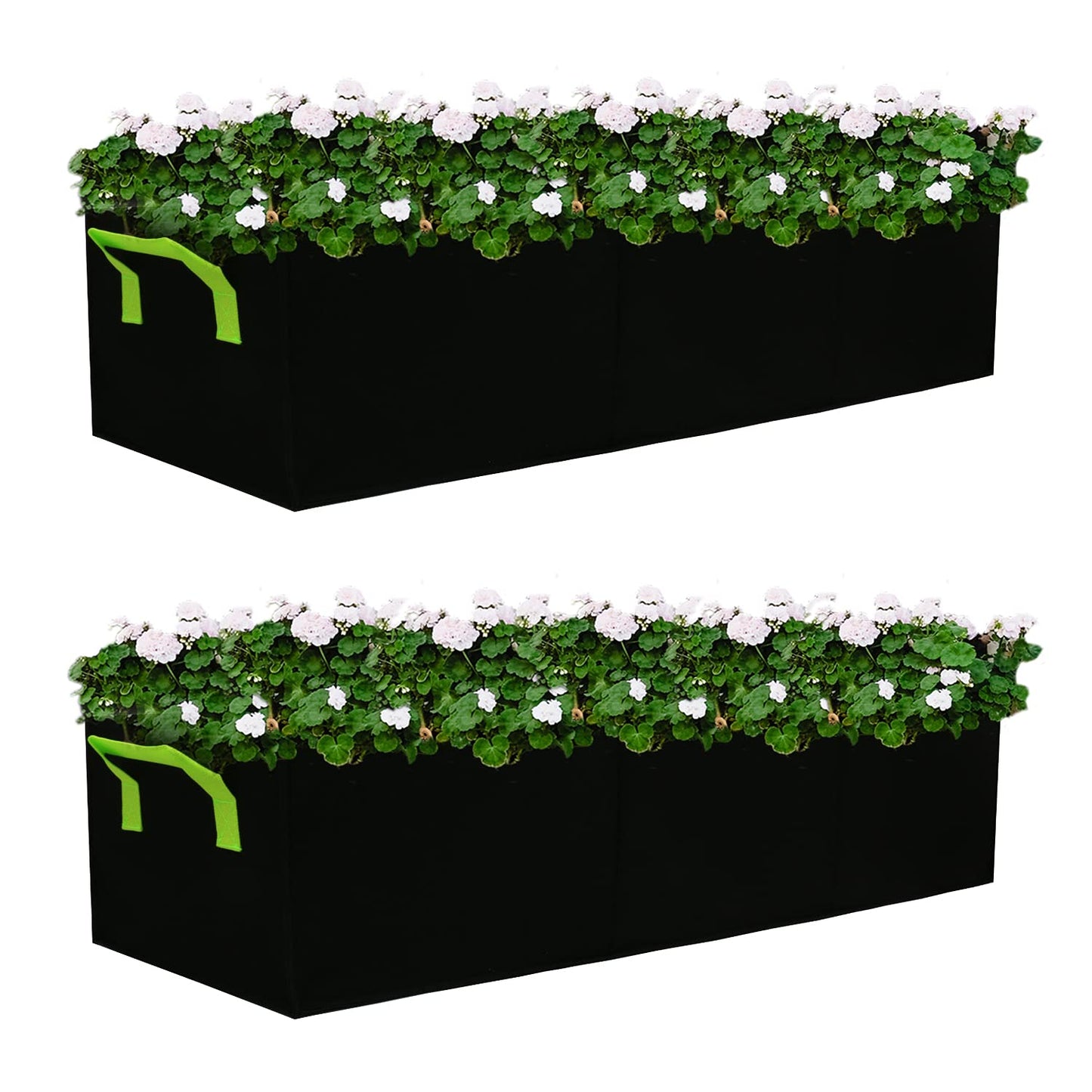 Auroal 15 Gallon Grow Bags 2 Pack, 3 Compartments Rectangle Raised Planting Bags, 400g Heavy Duty Nonwoven Fabric Planter Pots for Vegetable Tomato Herb Flower Indoor Outdoor Gardening(Black)