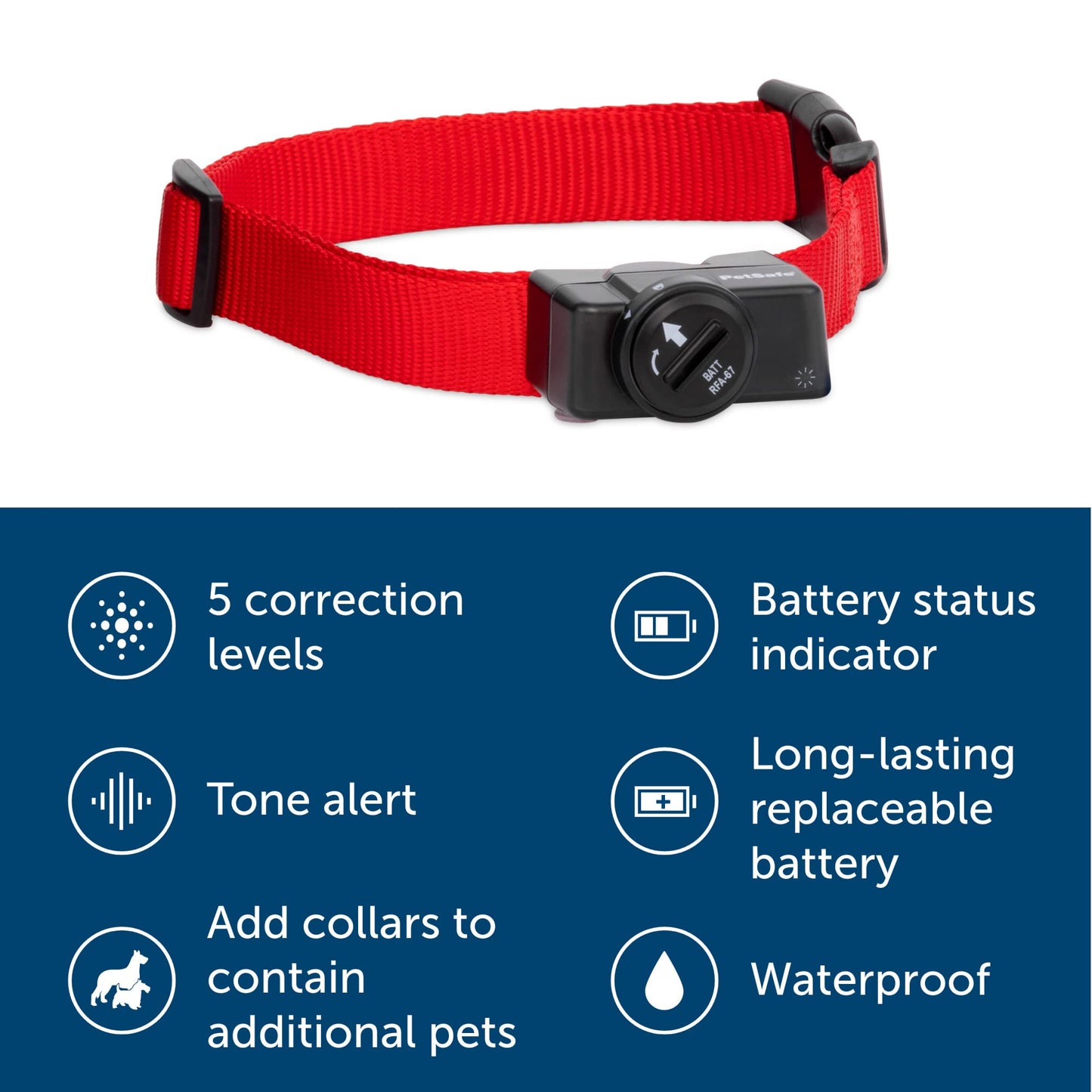 PetSafe Wireless Pet Containment System Receiver Collar for Dogs, Wireless Dog Collar Waterproof Material, Fits Small, Medium, Large Pets, Electric Fence Receiver Collars (Red and Black)