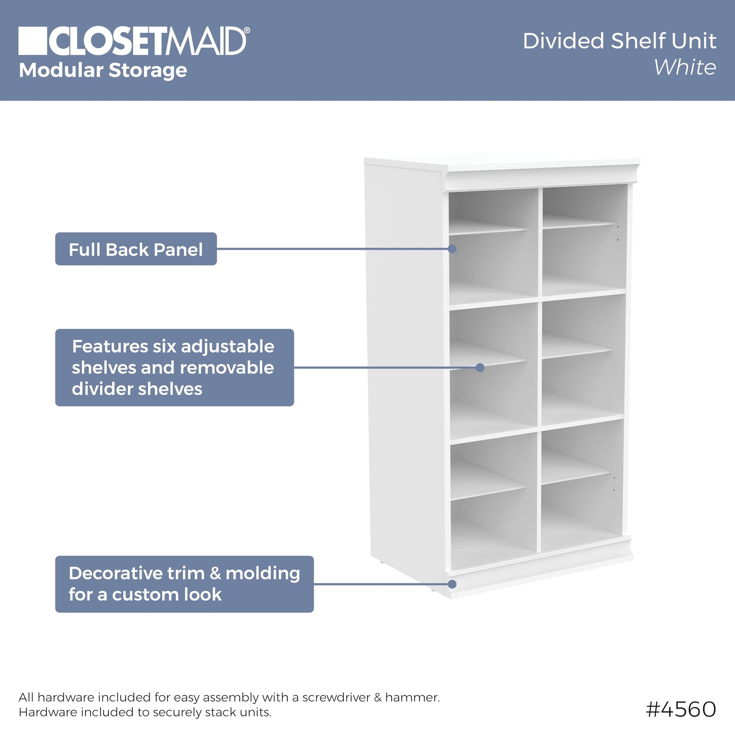 ClosetMaid Modular Storage 21.38-inch W 12-Shelf Cubby Storage Cabinet with Doors, White