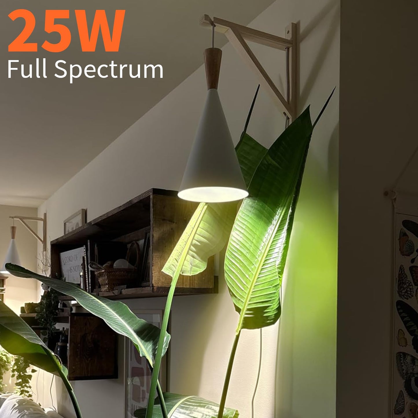 Hanging Grow Light,25W Full Spectrum Hanging Plant Lights for Indoor,Plants Wall Mounted Grow Light with 16.4FT Power Cord,LED Grow Lights for Indoor Growing,Monstera,Devil's Ivy,Seedling(White)