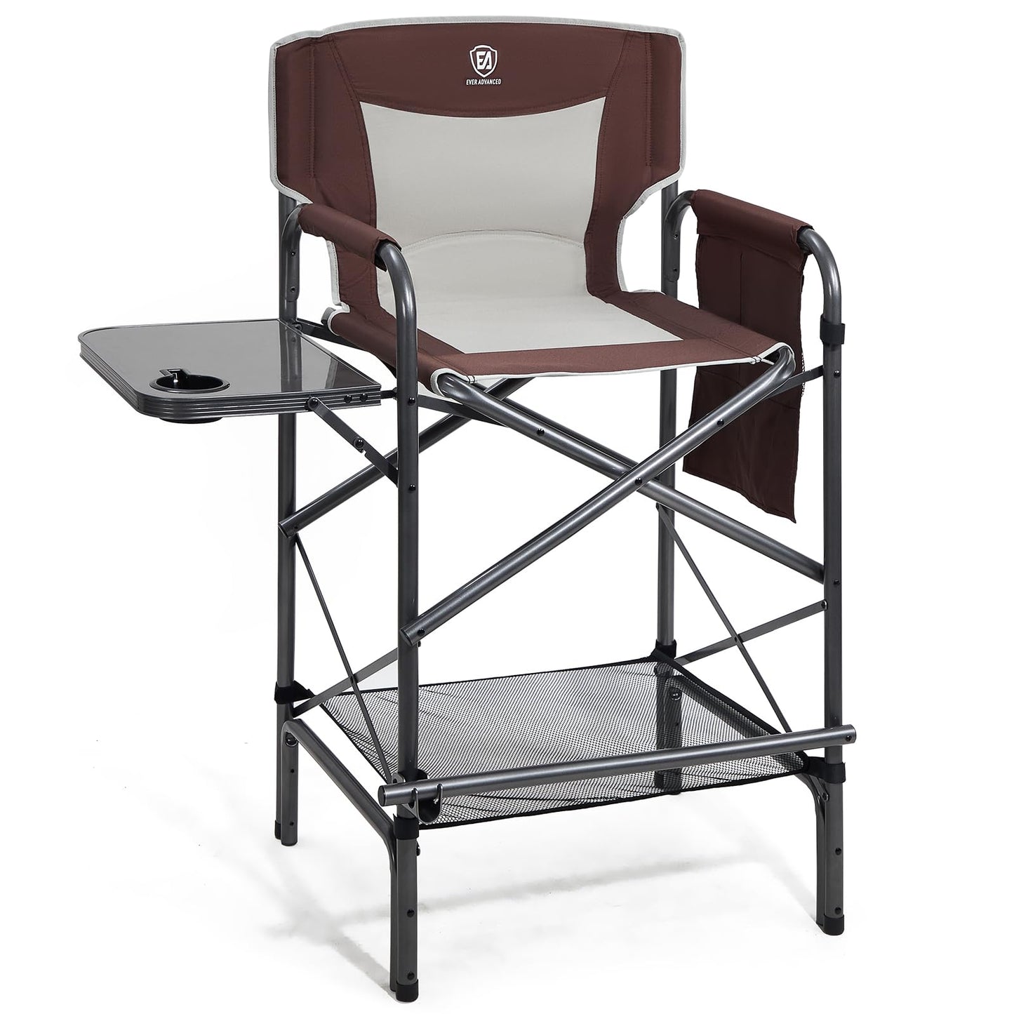 EVER ADVANCED 30.7" Seat Height Directors Chair for Makeup Artist with Side Table Easy Get in Out for Elderly Tall Camping Chair Supports 350lbs Red