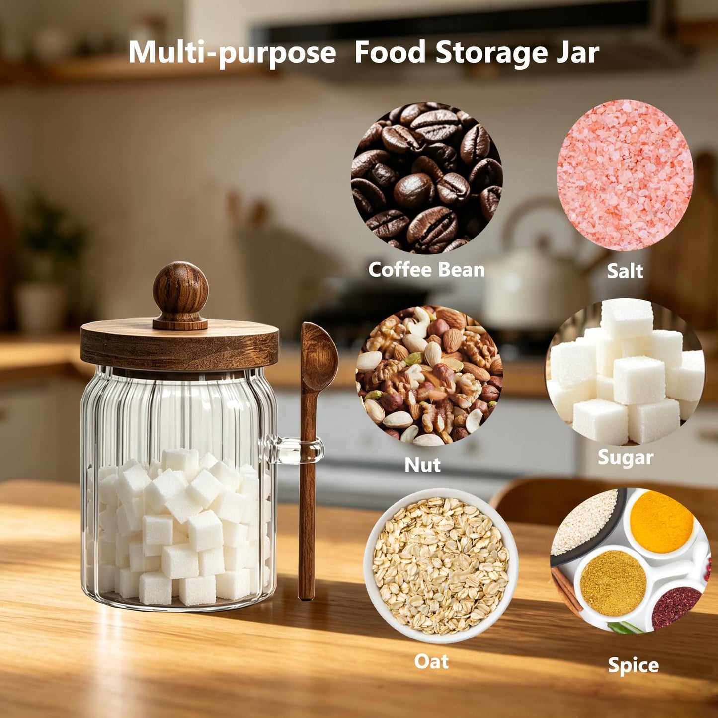 Steviieden Vintage Glass Jar with Lid 19 FL OZ Airtight Glass Food Storage Container for Cereal Nuts Salts Coffee Tea Spice Jar Gratitude Jar (19 FL OZ)