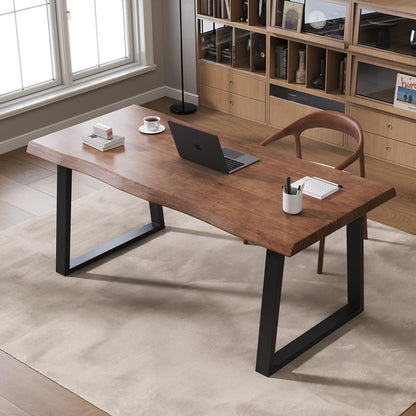 Pine computer desk, modern solid wood home office desk, long rural farmhouse pine dining table, administrative workstation computer desk, suitable for living room and dining room (55inch)
