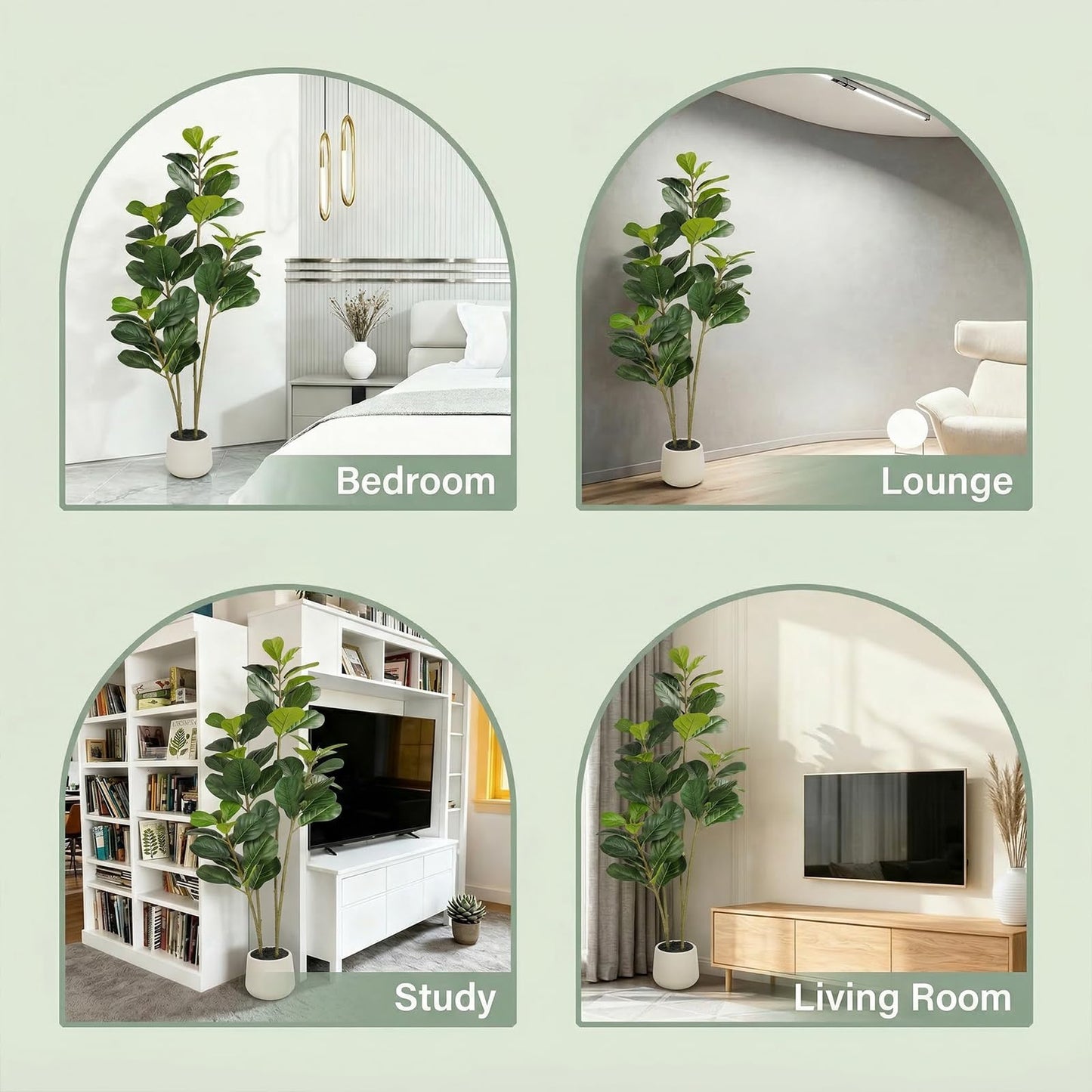 6FT Artificial Fiddle Leaf Fig Tree for Indoor Home Office Decor-Realistic Fake Ficus Tree in Black Planter,Faux Plant with Lifelike Trunk&Leaves for Living Room,Housewarming Gift