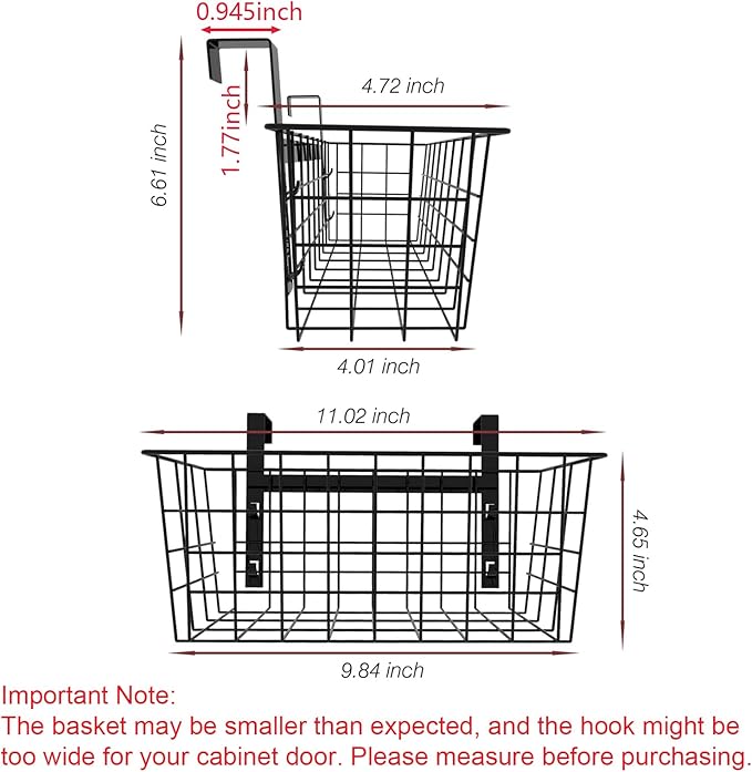 MaraFansie Basket with Hook, Grid Storage Basket, Over the Cabinet Door