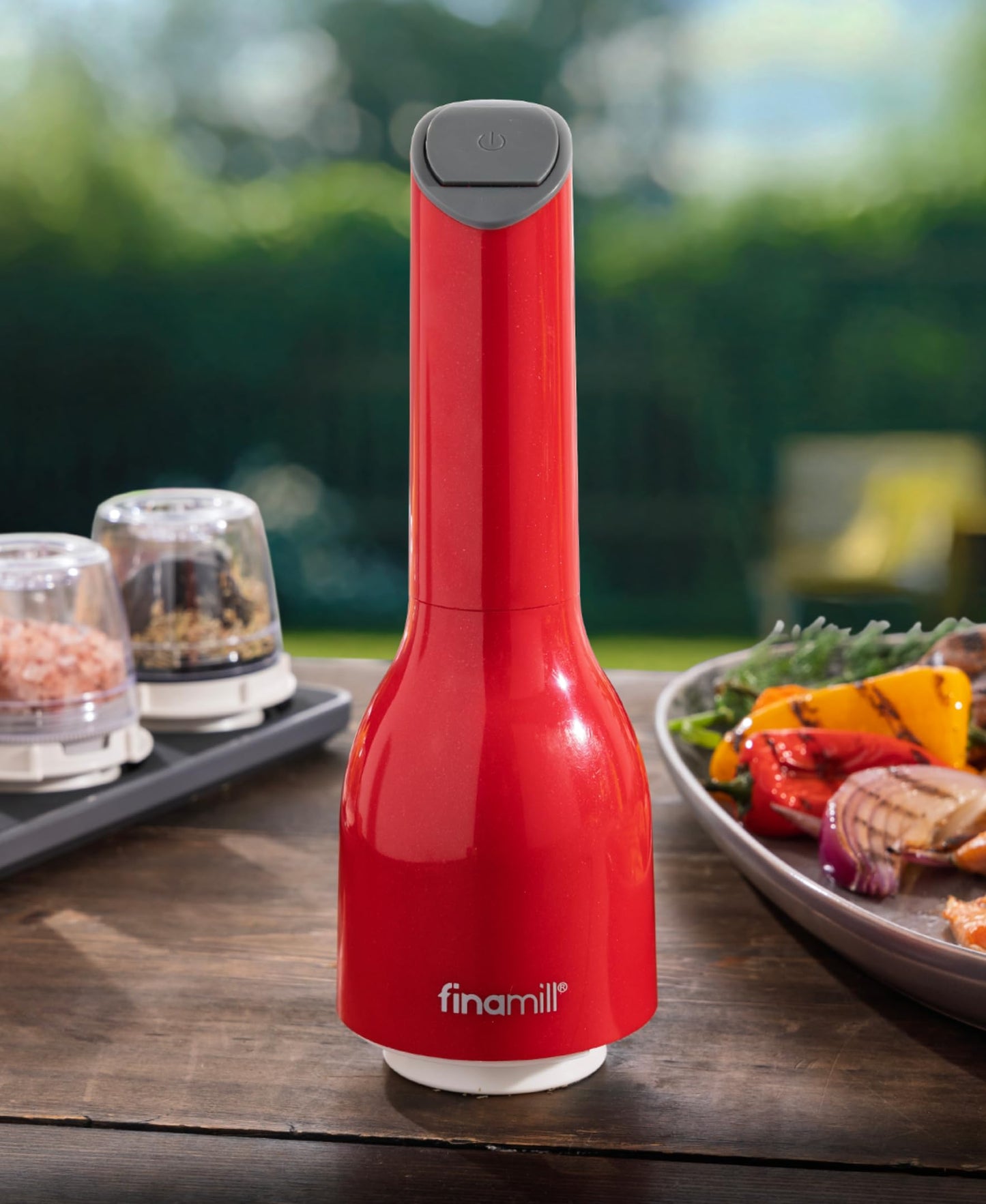 FinaMill Classic Battery-Operated Spice Mill Bundle with Black Trio Stackable Tray – One-Handed Grinder with Interchangeable Pods with Adjustable Coarseness - Valentines Day Gifts for Food Lovers