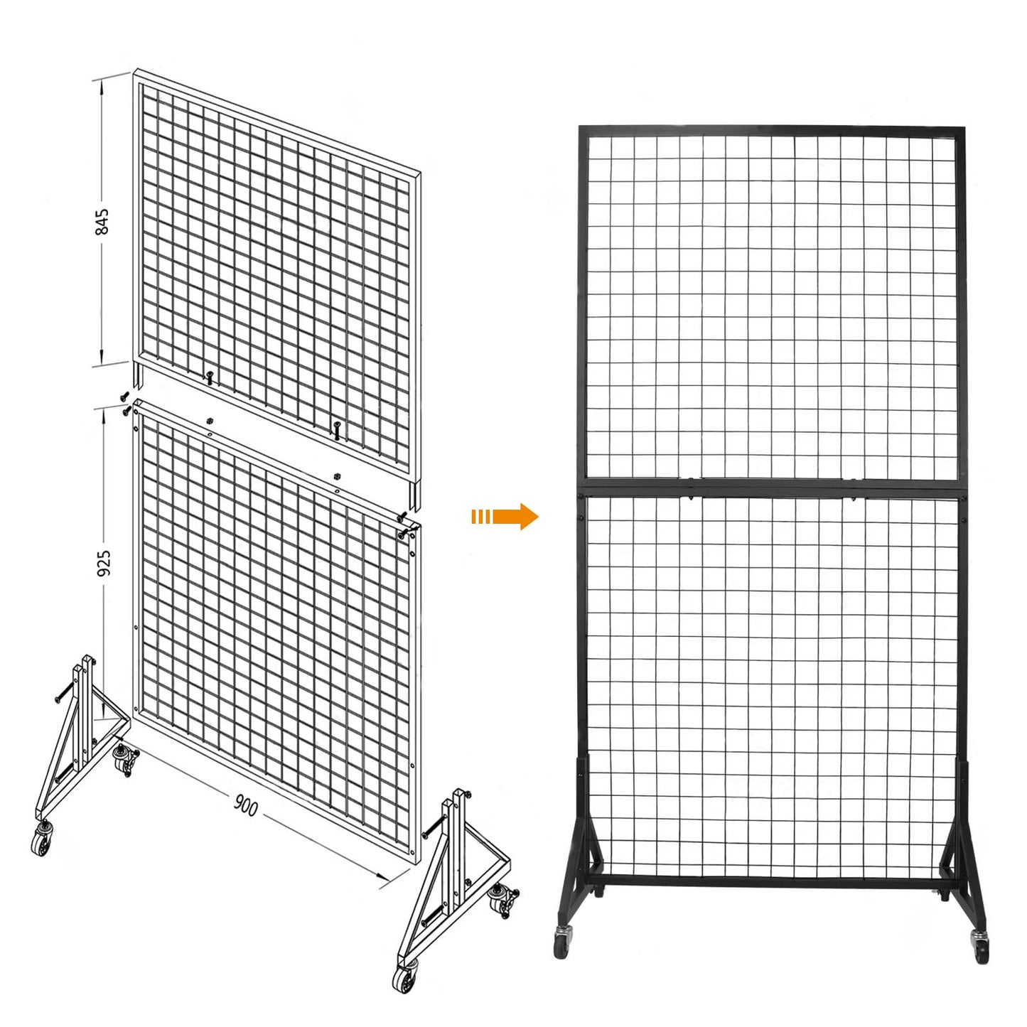 NectaCol 2 Packs 3'x 6' Two-Double Gridwall Panel Display Racks with Sturdy T-Base, Black Grid Wall Panels Display Stand, Display Rack Craft Show, Art Display Stand