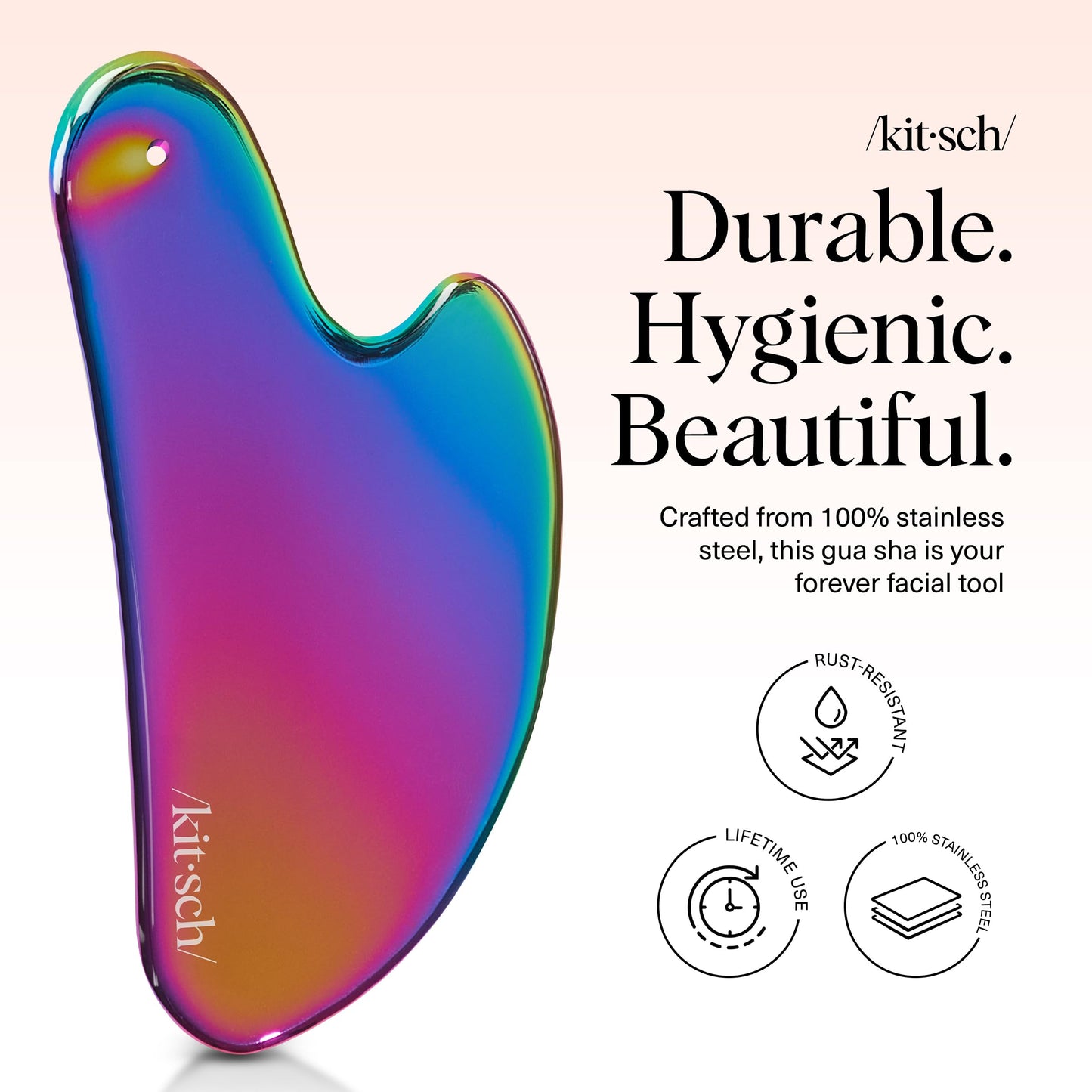 Kitsch Stainless Steel Gua Sha Facial Tools - Guasha Tool for Face, Face Sculpting Tool, Jawline Shaper, Double Chin Reducer, Body Gua Sha Tools, Lymphatic Drainage Massager, Facial Skin Care - Silver