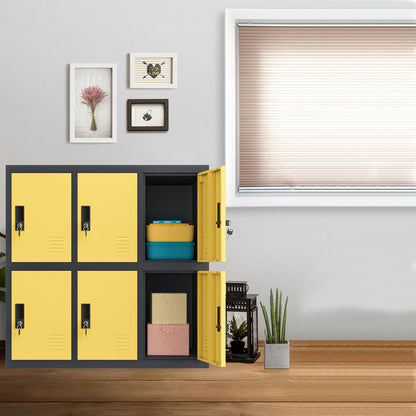 MECOLOR Metal Cabinet with Lock, Lockable Steel Office Cabinets Storage Employee Locker Home Gym (W6D, Yellow)