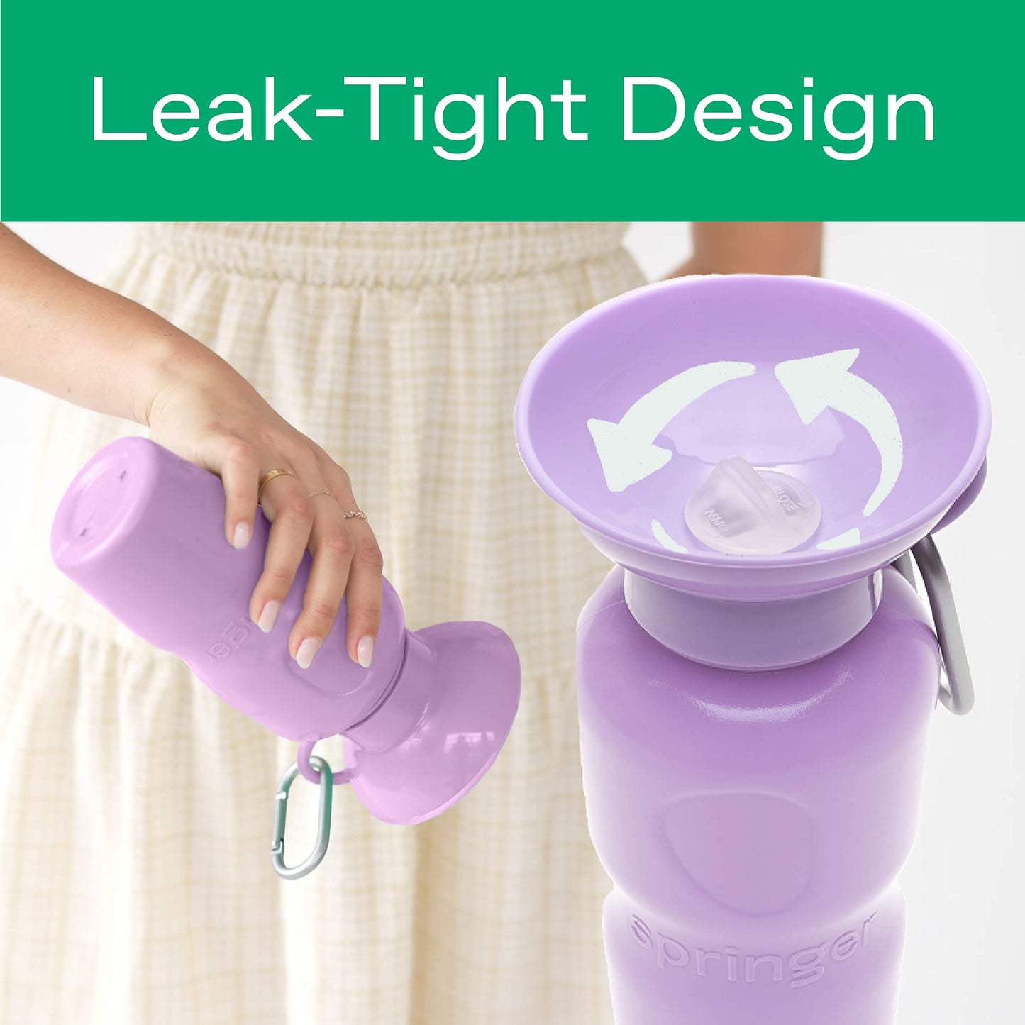 Springer Dog Water Bottle | Portable Travel Water Bottle Dispenser for Dogs | Dog Gift Seen on Oprah's Favorite Things, Shark Tank | Leak-Proof Bottles Fill Bowl with Water | BPA-Free 15oz Sky Blue