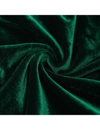 Bbonlinedress Women Long Sleeve Velvet Formal Vintage Cocktail Party Winter Christmas Wedding Guest Dress V-Dark Green XL