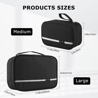 homchen Hanging Travel Toiletry Bag, Waterproof Folding Portable Cosmetic Wash Bag for Men and Women (M, Black02)
