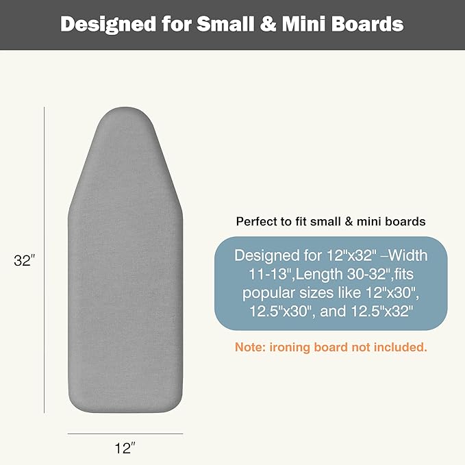 Small Ironing Board Cover and Pad 12"x32" Small Iron Board Cover
