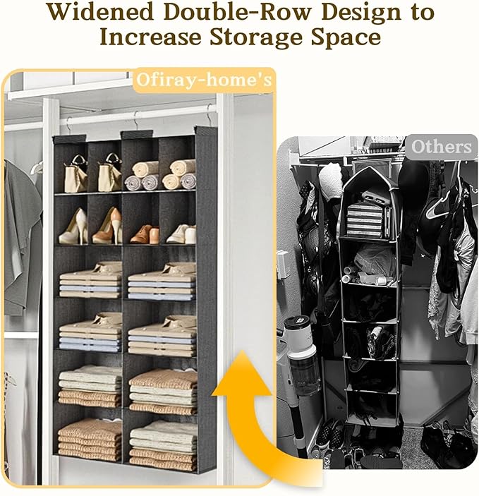 Ofiray-home 6 Tier Hanging Closet Organizer, 16 Compartments Sweater Organizer
