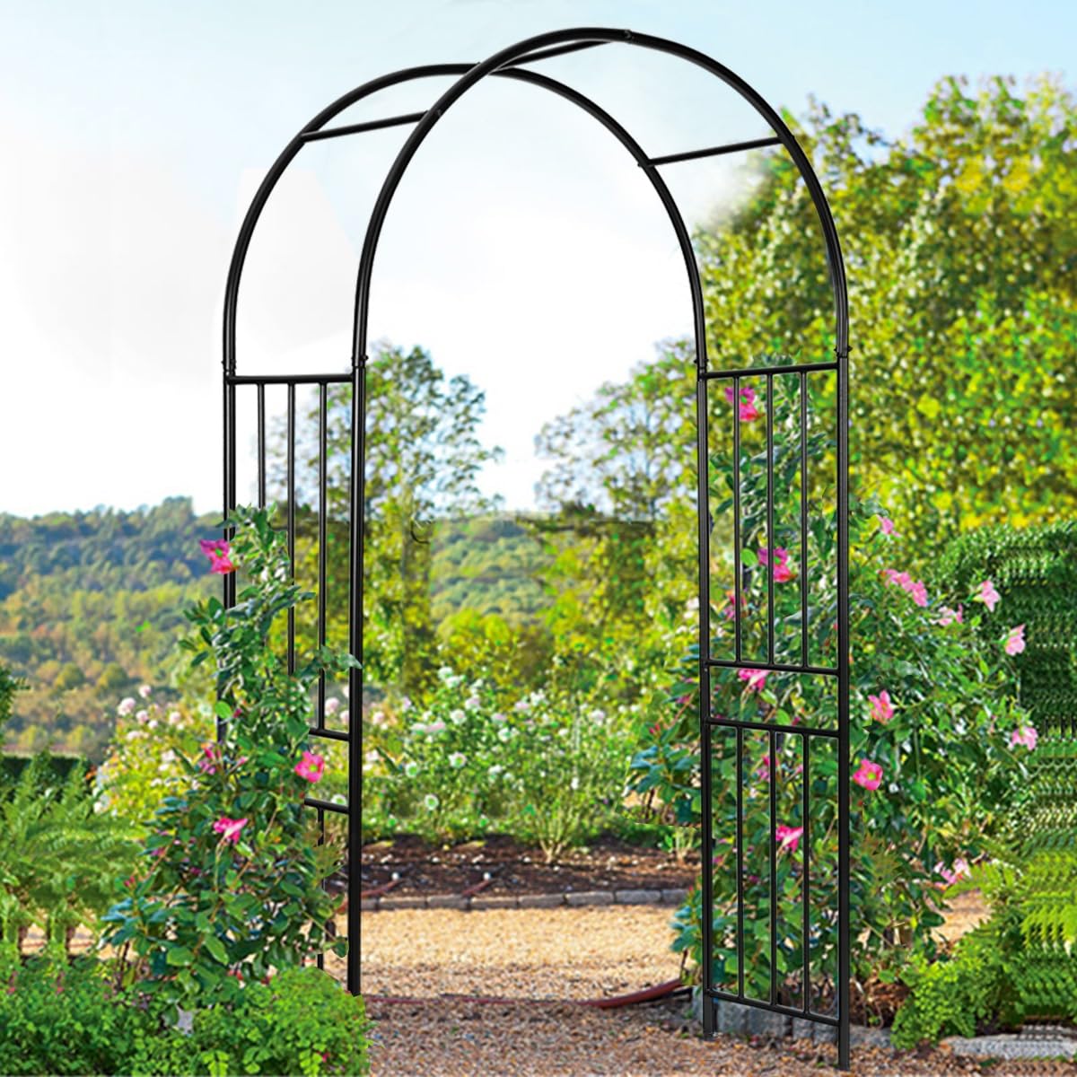 S AFSTAR Metal Garden Arch, 7.2ft/86 Outdoor Arbor for Various Climbing Plant Flower, Arch Trellis for Wedding Garden Bridal Party Festival Decoration, Easy-to-Assemble
