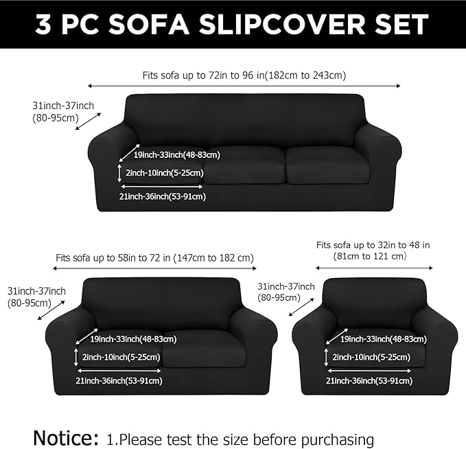 HunnmingRe Sofa Covers for 3 Cushion Couch Stretch Sofa and Loveseat Covers Set