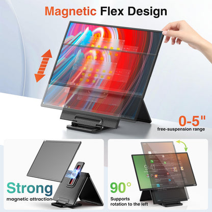 Portable Monitor, 16 Inch 1200P FHD, Horizontal and Vertical with Kickstand, Plug&Play, Built-in Speakers, Ultra-Thin Zero Frame,Travel Monitor for Laptop with Premium Smart Cover
