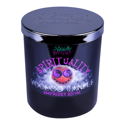 Naturally Wicked Voodoo Spirituality Candle Set - Inc. Voodoo Doll, Crystal, Wood Wick, Raspberry Ritual Scent & Gift Box