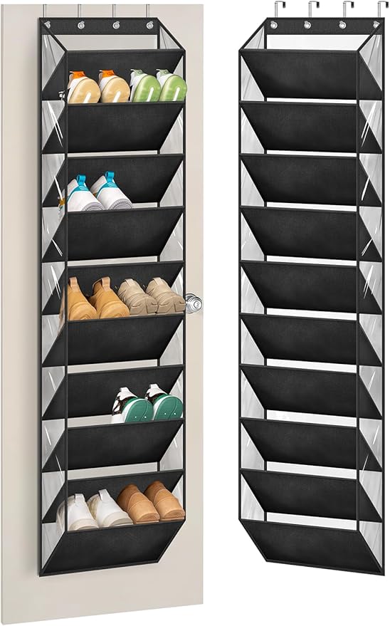 AOODA 10 Tier Clear Over the Door Shoe Organizer Storage, Deep Pockets Large