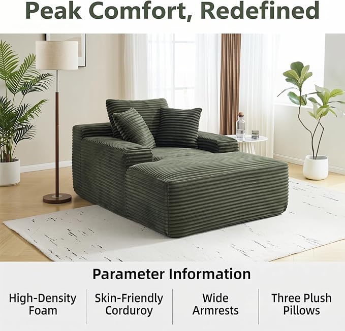 Oversized Boneless Chaise Sofa Bed, Corduroy Chaise Lounge Chair Indoor