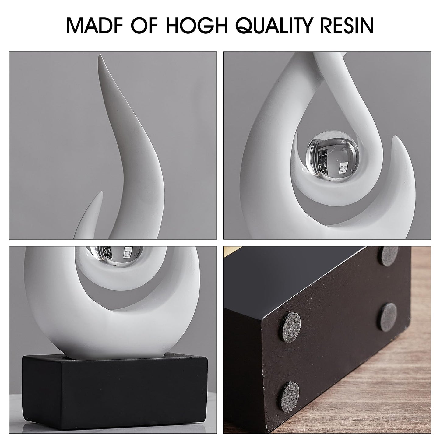 XGZY Flame Sculpture: Resin Flame Shaped Art Decoration, Decor for Home, Wine Rack, Office, Bookshelf (White)