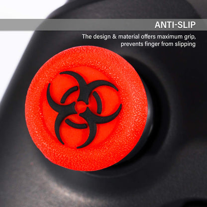 Playrealm FPS Thumbstick Extender & 3D Texture Rubber Silicone Grip Cover 2 Sets for Xbox Series X/S & Xbox One Controller(BioH Red)