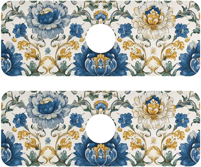 Kitchen Sink Splash Guard 2 PCS 14.7 Inch Sink Faucet Mat Splash Guard