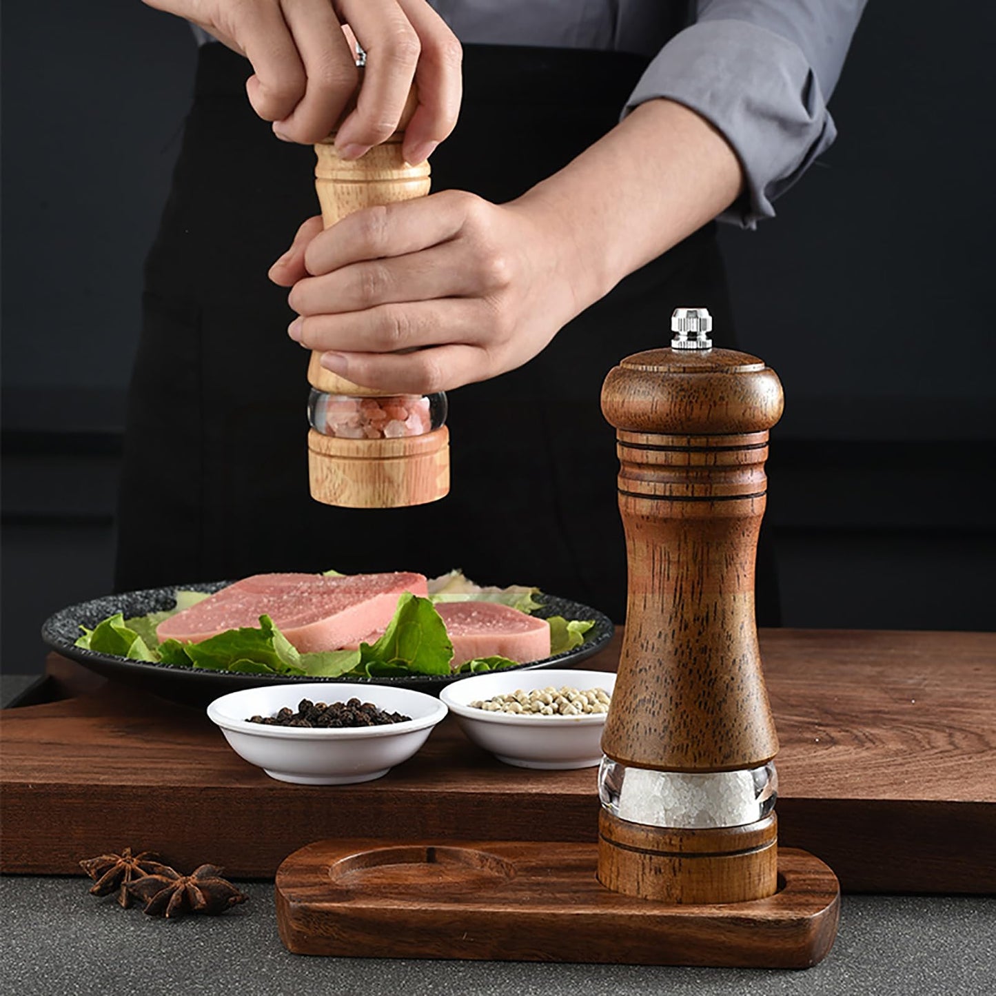 Wooden Salt and Pepper Shakers,Wood Salt and Pepper Grinder Set