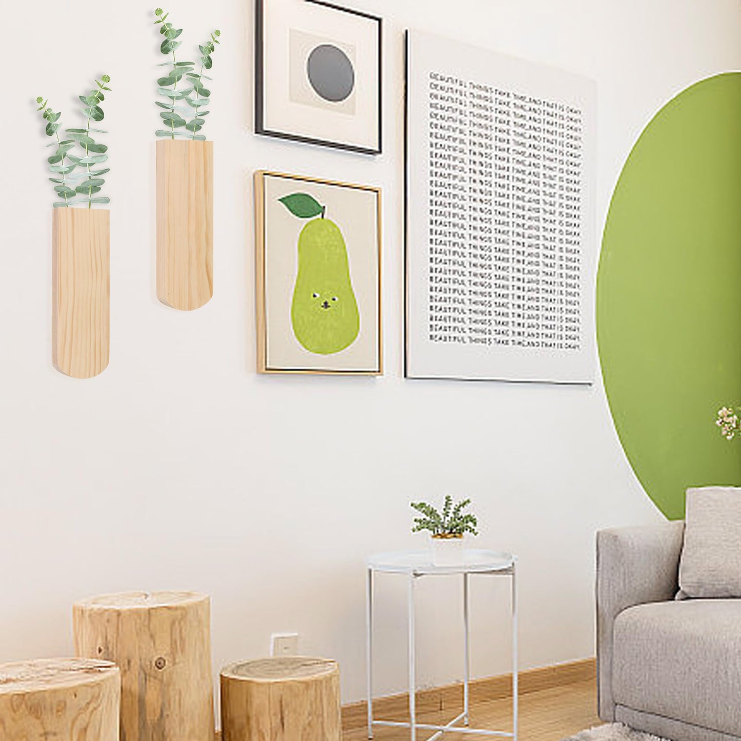 Bylion Wood Wall Planters, Hanging Wall Decor for Indoor Living Room Bedroom Modern Farmhouse Wooden Vase Wood Wall Pocket for Greenery Plants and Dried Flowers (2 Pack)