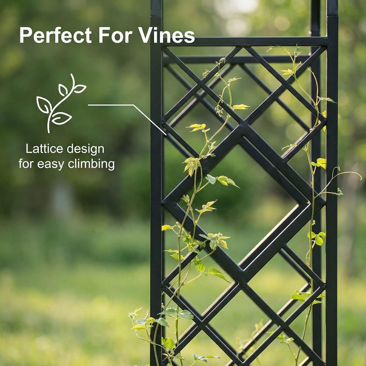Garden Arch Metal Pergola Archway with Base, 86.5" 118" 134" 55" 71" Heavy Duty Steel Trellis for Climbing Plants, Outdoor Arbor for Wedding Backyard Lawn Pathway(Green-Diamond,55" W x 86.6" H)