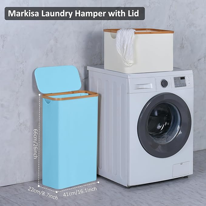 Slim Laundry Basket, 60L Laundry Hamper