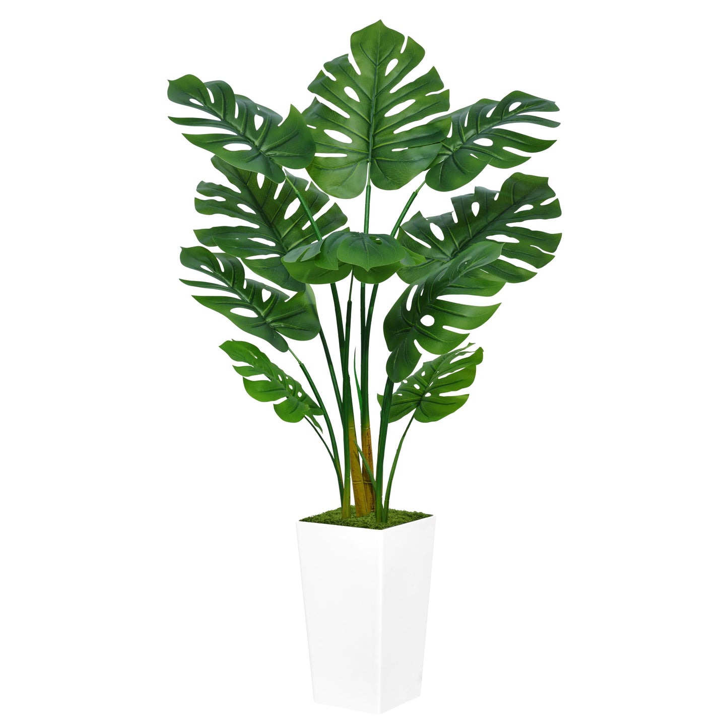 ASTIDY Artificial Monstera Deliciosa Plant 5FT - Faux Tropical Palm Tree with White Tall Planter - Fake Swiss Cheese Floor Plant Potted - Artificial Tree for Home Office Living Room Decor Indoor