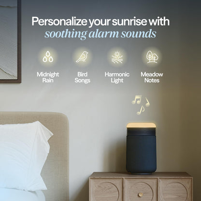 BLUEAIR Purifier for Bedroom - Mini Restful - Sunrise Clock with HEPASilent Filtration and Wake Up Light - Cleans Air and Supports Circadian Rhythm - USB-C and App Connectivity