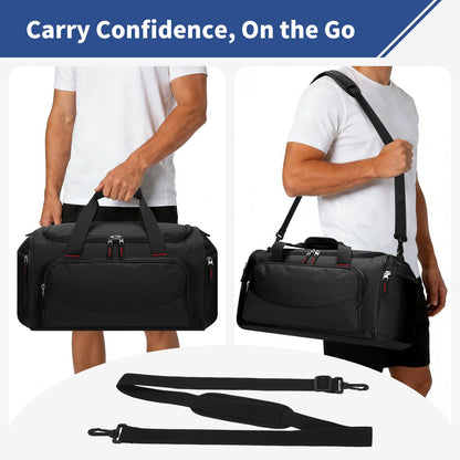 LONALIA 30L Gym Sport Duffle Bag - 17 inch Carry on Weekender Overnight Bag for Travel, Workout, Fitness (Black-30L)