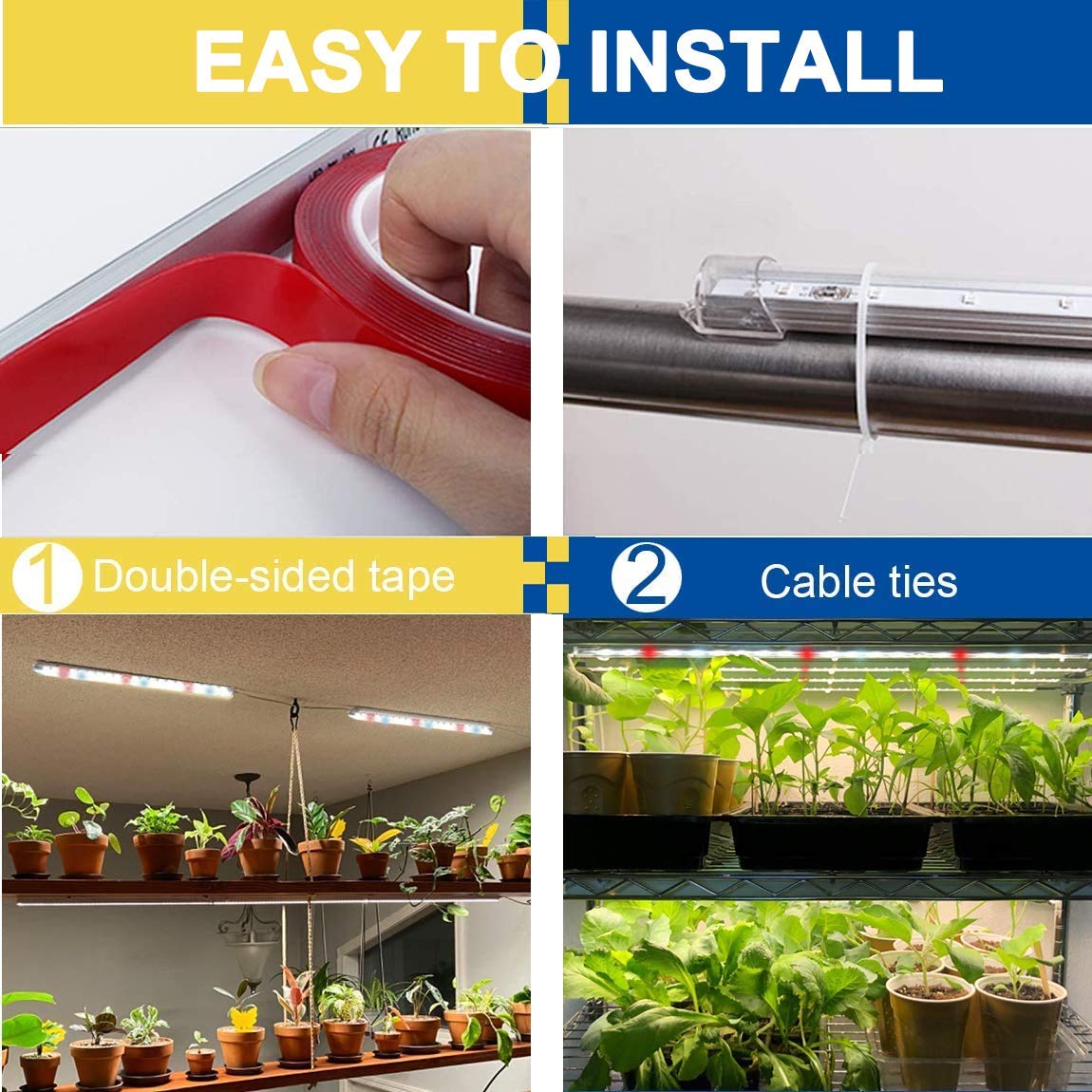 LED Plant Grow Lights Strips for Indoor Plants Full Spectrum with Auto ON & Off Timer, T5 Sunlike Grow Lights Bar Growing Lamps for Greenhouse Shelves Hydroponics Succulent, 4 Dimmable Levels