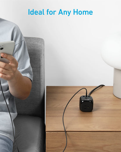 Anker 20W USB C Power Strip, 321 Power Strip with 3 Outlets and USB C Charging for iPhone 15/15 Plus/15 Pro/15 Pro Max, 5 ft Extension Cord, Power Delivery Charging for Dorm Rooms,Home Office