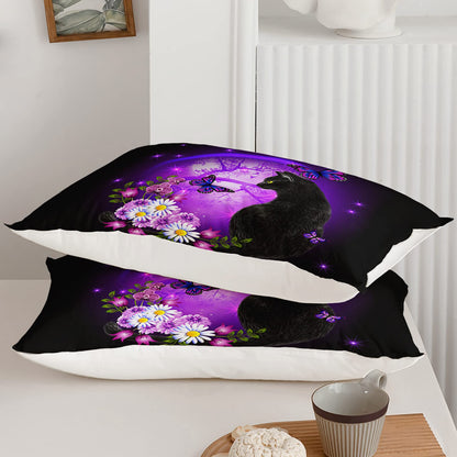 Axolotl Black Cat Bedding Cartoon Cat Sheet Set Twin,Daisy Butterflies Printed Kids Bedding Set for Kids Boys Girls Adults Room Decor,Purple Sky Sheets Set,1 Fitted Sheet 1 Flat Sheet 2 Pillowcases