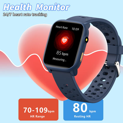 ModaWin Smart Watch for Kids with 12 Puzzle Games, 1.83" Fitness Tracker Watch Heart Rate Sleep Monitor, Pedometer, Alarm Clock, Flashlight, Gift for 6-12 Year Old Boys Girls