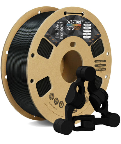 OVERTURE PETG 3D Printer Filament 1.75mm, Neatly Wound Durable PETG, 1kg Spool (2.2 lbs), Strong Toughness Filament, Accuracy +/- 0.02mm, Fit Most FDM Printers (Black)