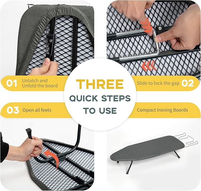 Small Ironing Board Tabletop, RAINHOL Compact Portable Iron Board Foldable