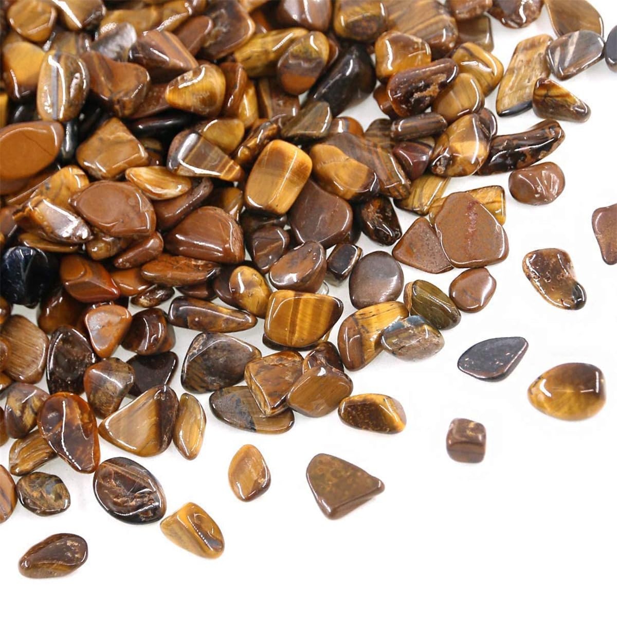 Decorative Rocks, 1 Lb/460g (Fill 0.9 Cup) Tiger's Eye Stones Irregular Gem Pebbles Quartz Gravel for Aquarium Turtle Tank Decoration/Succulent Plants Ornament/Flowerpot Vase Landscape