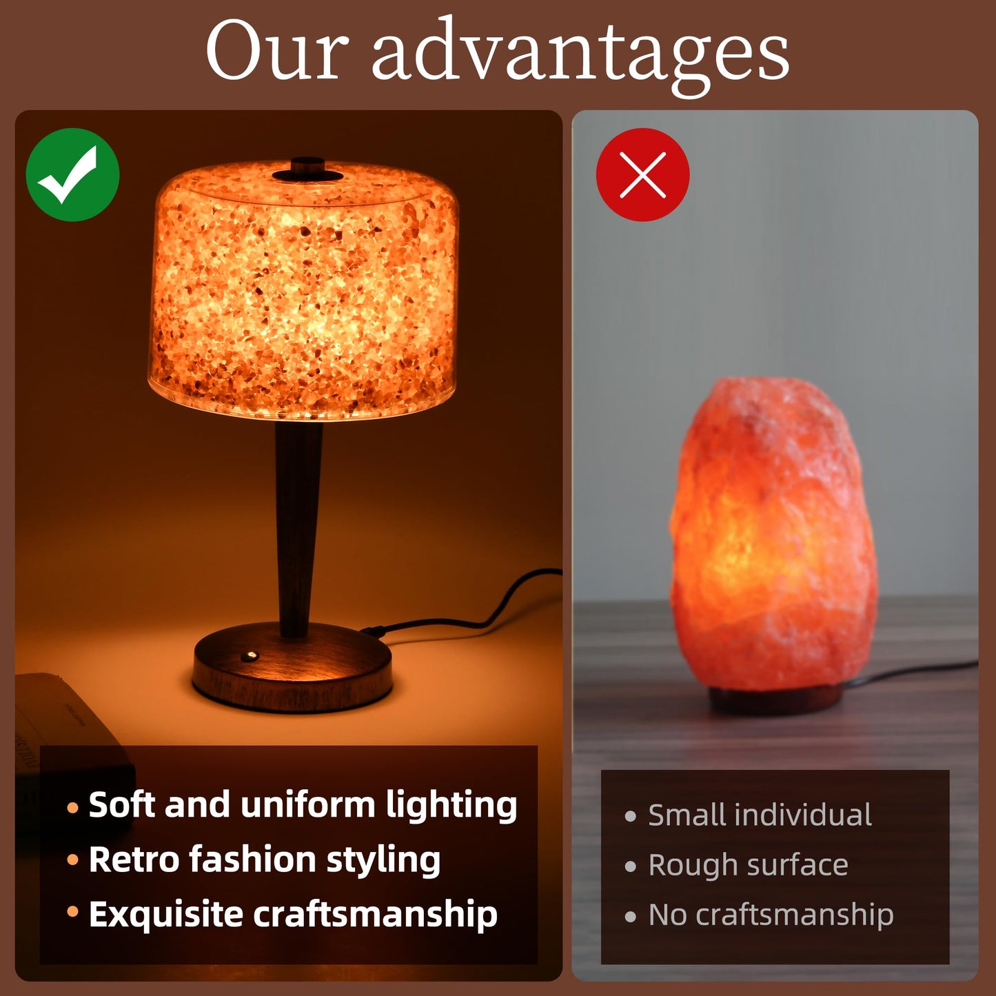 Himalayan Pink Rock Salt Lamp, Touch Control Dimmable Salt Night Light, USB Powered Crystal Salt Lamp, Boho Ambient Table Lamp for Bedroom Nightstand Living Room Home Decor, USB Adapter Excluded