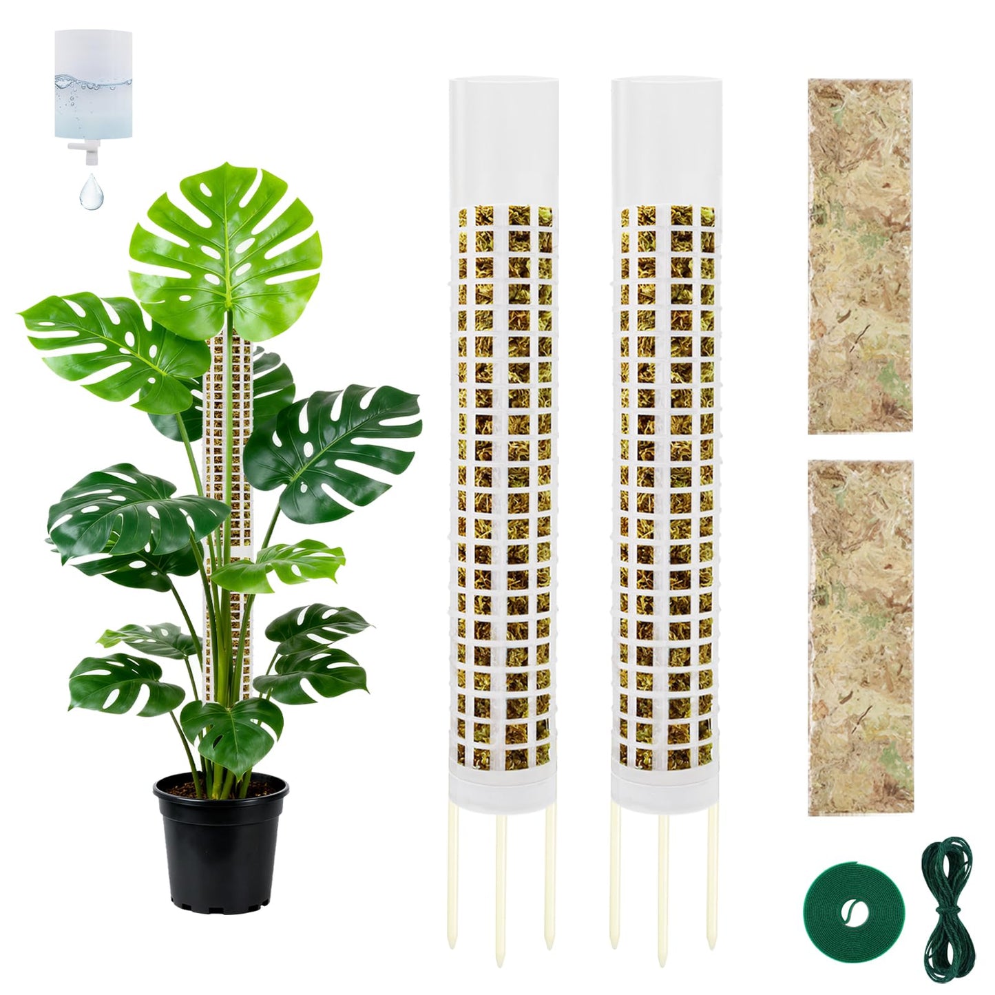 NZNDB Moss Pole Monstera Plant Support, 2Pack 17 Inch Self Watering Moss Pole for Climbing Plants, Stackable & Refillable Plastic Moss Poles for Garden Potted Planter, Pothos