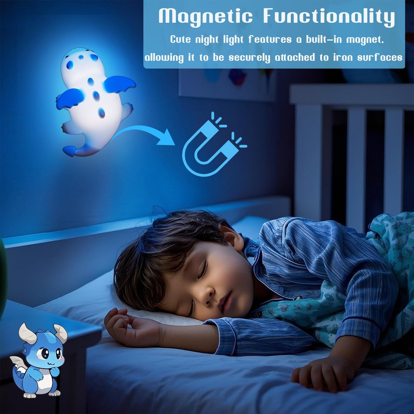 POSSHE Dragon Night Light, Cute Baby Dragon Gifts, Soft Silicone Lamp with 3 Level Warm Light and RGB Changing, Breastfeeding Nursery Portable Kawaii Bedside Lamp for Baby, Toddler, Boys and Girls